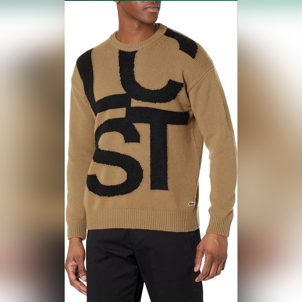 Lacoste Men's Long Sleeve Graphic Letters Sweater XL